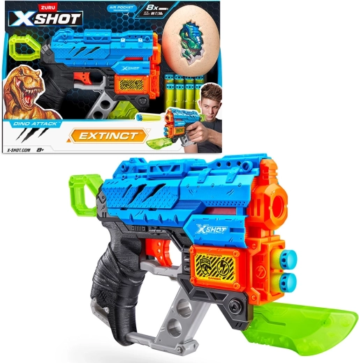 X-Shot Dino Attack Extinct Blaster mit mittlerem Ei und 8 Darts