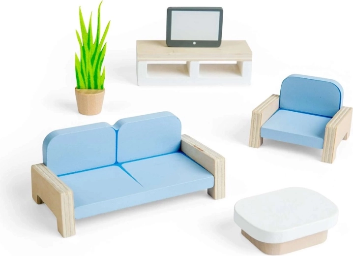 Bigjigs Toys Holzpuppenhaus-Möbel – Wohnzimmer