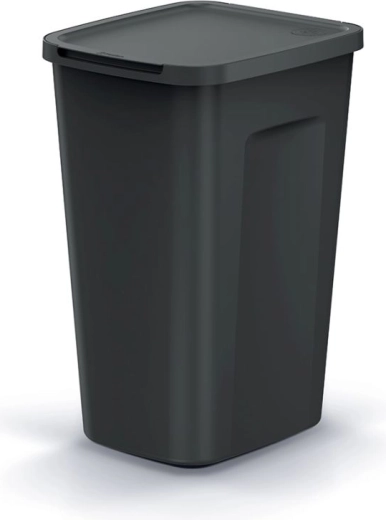 Abfalleimer Compacta Q Flap Plus 50 l mit Stay-Open-Deckel – recycelter Kunststoff, schwarz