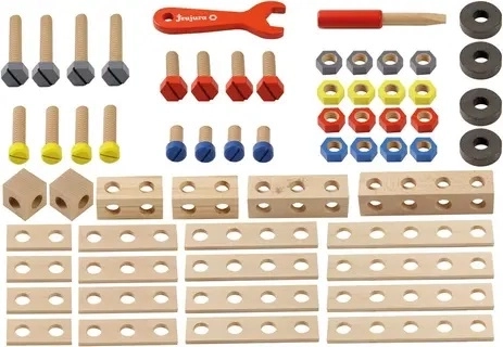 Jeujura Holzbaukasten für kleine Handwerker – 60 Teile