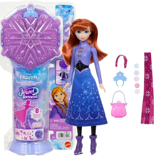 Mattel Disney Frozen Jewel Reveal Puppe Anna auf Schlittschuhen mit Zubehör