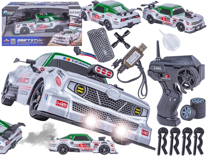 RC Drift Auto Dodge 1:16 4WD 2,4 GHz mit Dampf und LED-Lichtern - 1 Stück