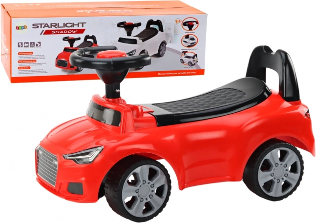 Rutscher mit Rückenlehne, Hupe und Stauraum – rot