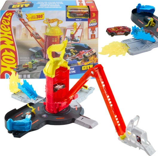 Hot Wheels City Super-Feuerwache mit Metallauto