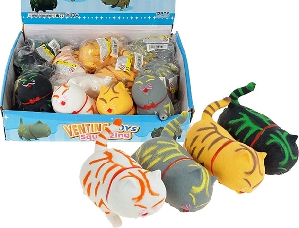 Gniotek Anti-Stress-Quetschkatze (Farbmix) 12 Stk. im Display