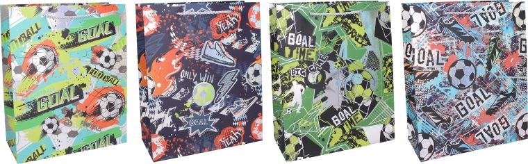 Geschenktasche S 18 × 23 × 8 cm – Kinder, Fußballmotive