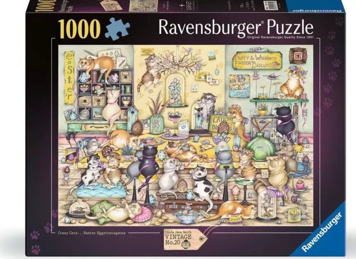 Ravensburger Puzzle Vintage Crazy Cats Nr. 20: Österliche Show mit 1000 Teilen