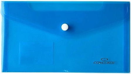 Dokumentenmappe mit Druckknopf DL CONCORDE, transparent blau