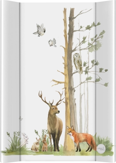 Ceba Baby Wickelauflage fürs Babybett Basic Woodland 50 × 70 cm mit fester Platte