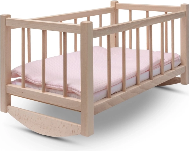Holzwiege für Puppen mit Bettwäsche Baby Mix