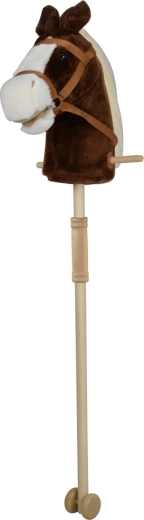 Braunes Steckenpferd mit Geräuschen und Rollen 95 cm