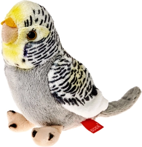 Plüsch-Wellensittich grau 13 cm