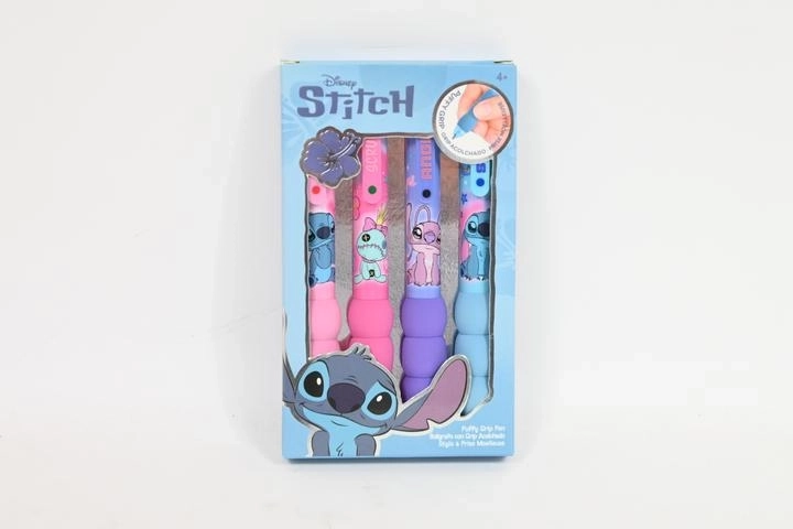 Disney Stitch Set mit 4 Pastell-Kugelschreibern mit weichem flauschigem Griff
