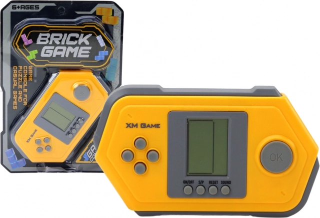 Elektronische Taschenkonsole Tetris Brick Game – grau‑gelb