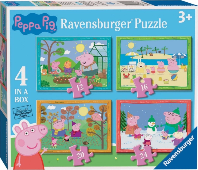 Ravensburger Puzzle Peppa Wutz – Jahreszeiten 4-in-1 (12–24 Teile)