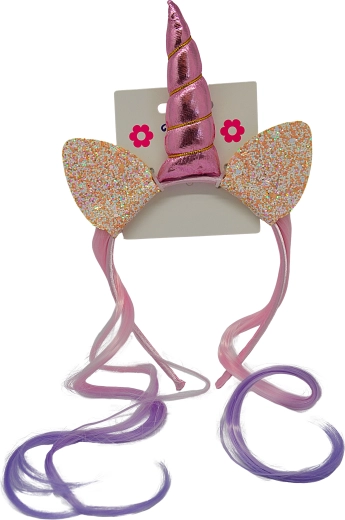 Einhorn-Stirnband mit farbigem Haarstrang für Kinder