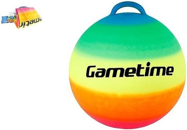 Hüpfball 55 cm regenbogenfarben mit Griff