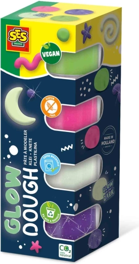 SES Creative leuchtende Knete Glow Dough 4× 90 g