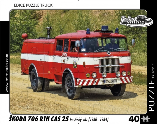 Retro-Autos Puzzle Škoda 706 RTH CAS 25 Feuerwehrfahrzeug 40 Teile
