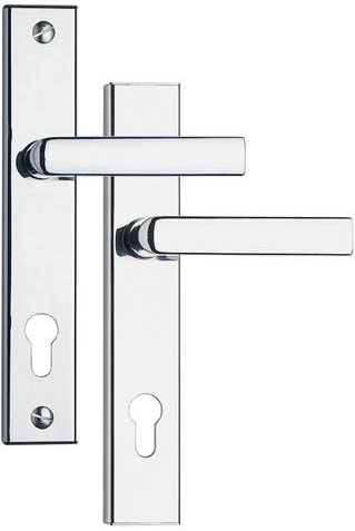Sicherheitsbeschlag 807, Lochabstand 90 mm, satiniertes Chrom/Edelstahl