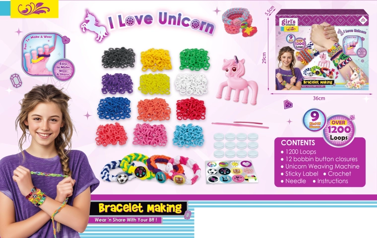Kreativset zur Herstellung von Armbändern aus textilen Gummibändern (1200 Stk.)