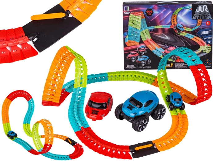 Elastische Renn-Autorennbahn mit 144 Teilen