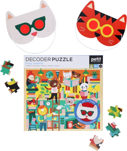 Petit Collage Puzzle Bibliothek mit 3D-Brille