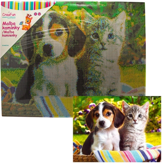 Diamantmalerei – Hund und Katze 40 × 50 cm