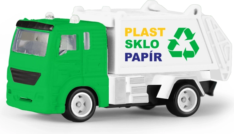 Metallisches Müllabfuhr-Spielzeugauto 7 cm mit kippbarer Ladefläche