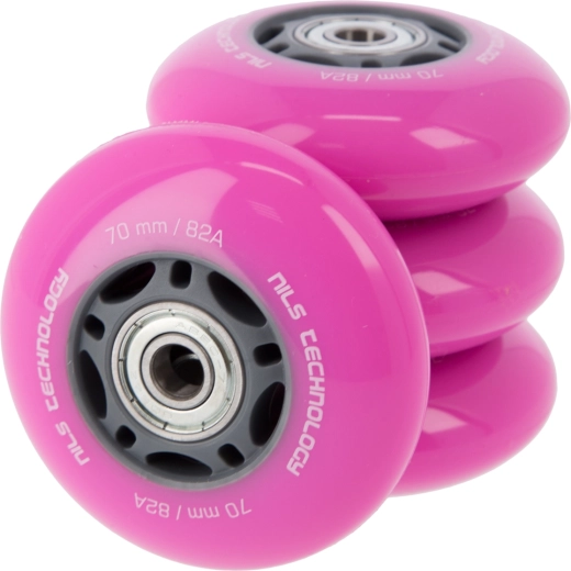 PU-Rollen mit Lagern für Inlineskates NILS EXTREME 70 mm 82A rosa