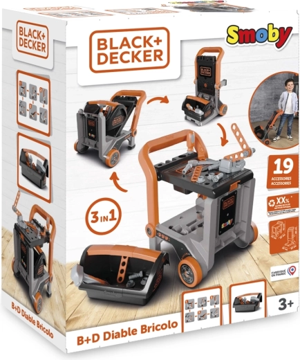 Black+Decker Kinder-Werkstattwagen 3-in-1 mit Werkzeugbox