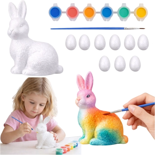 Kreativset zum Bemalen von Styroporeiern und einem Häschen für Ostern