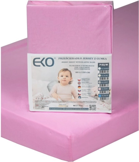 EKO Spannbettlaken mit Gummizug Jersey Rosa 120 × 60 cm
