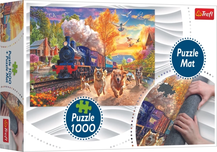 Trefl Puzzle „Rennen mit dem Zug“ 1000 Teile + Puzzle-Unterlage