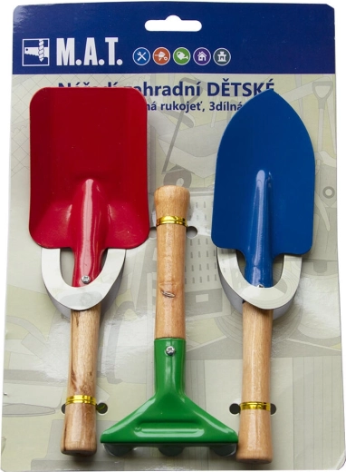 Kinderset Gartenwerkzeug mit Holzgriff, 3-teilig