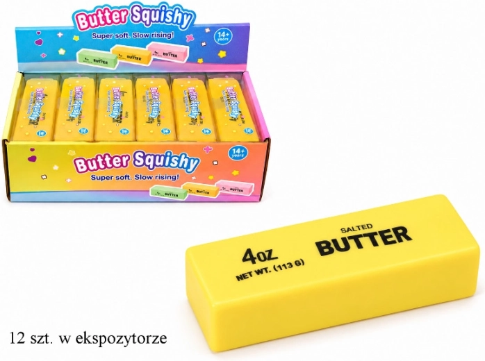 Antistress-Knautschball in Form eines Butterwürfels