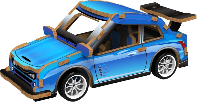 2Kids Toys 3D-Holzbausatz Sportwagen blau
