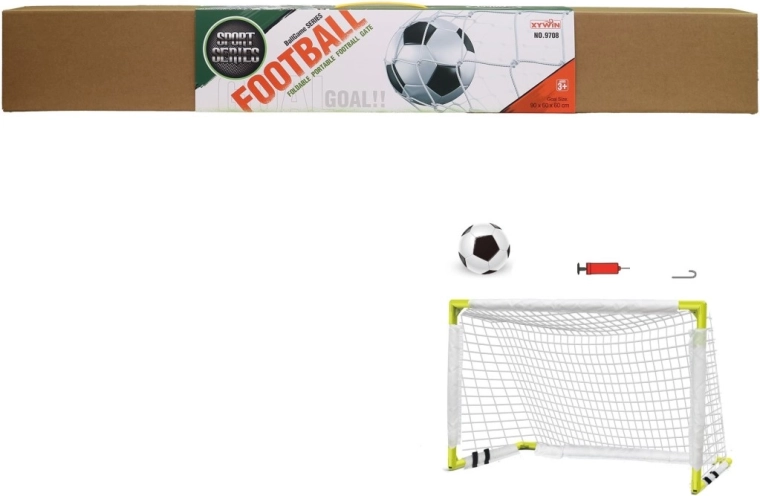 Fußballtor mit Ball und Pumpe