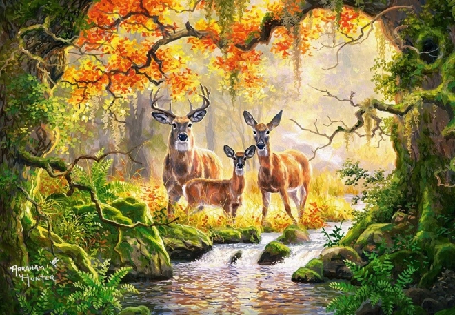 Puzzle 1000 Teile CASTORLAND Royal Family – Rehe und Hirsche im Wald