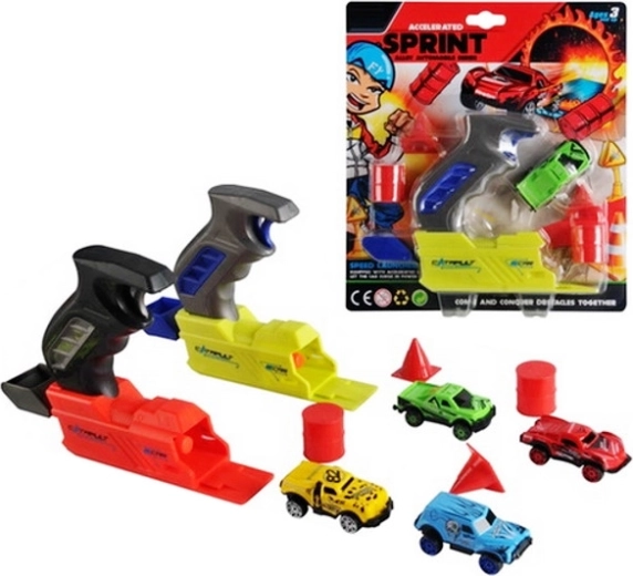 Auto mit Abschussvorrichtung und Hindernissen für Kinder