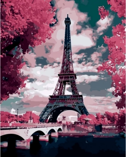 Bild zum Malen nach Zahlen auf Keilrahmen 40 × 50 cm Paris – Eiffelturm