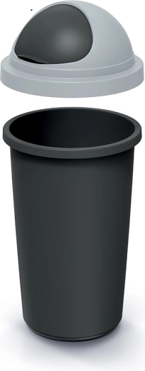 Mülleimer mit Schwingdeckel 30 l, Kunststoff, schwarz‑grau