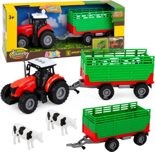 Traktor mit abnehmbarem Tiertransportanhänger mit Licht und Sound (4-teilig)