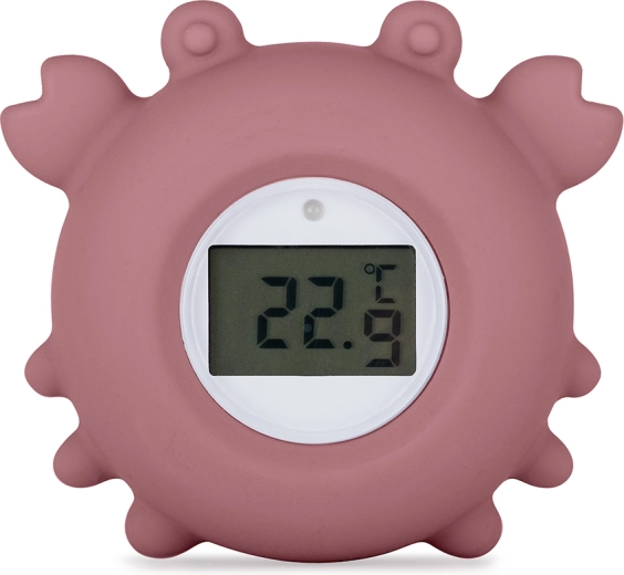 Digitales Silikon-Badethermometer PETITE&MARS Crab Caleb, rosa