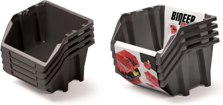 Set aus Aufbewahrungsboxen Bineer Short, 4 Stk., 272 × 238 × 236 mm, schwarz