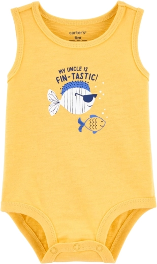 Carter's Baby-Body ohne Ärmel Yellow Fish für Jungen, Größe 56 (NB)