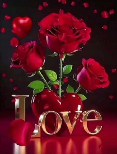 Norimpex Diamantmalerei rote Rosen mit der Aufschrift Love 30 × 40 cm
