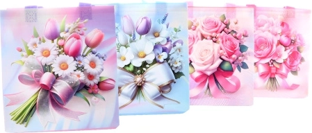 Geschenktasche mit Blumenmotiv, Kunststoff, 23,5 × 22 × 11 cm