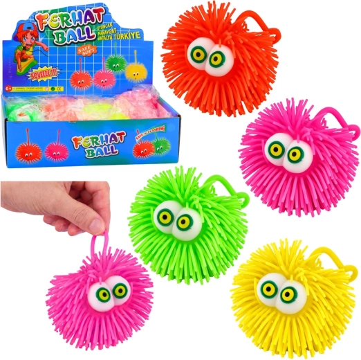 Leuchtender Puffer-Ball mit Augen LED – antistress Sensorik-Knautschball, Mix Farben