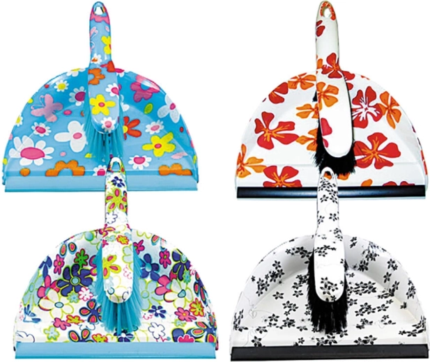 Kehrbesen und Kehrschaufel mit Gummilippe – Mix Dekore